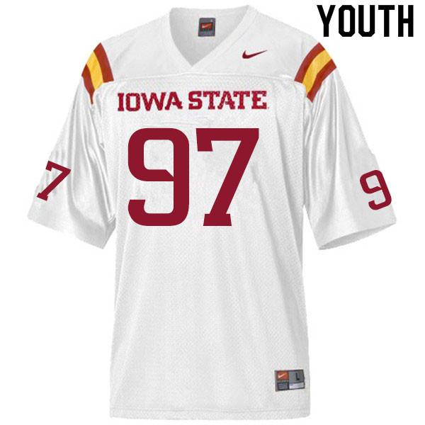 Youth #97 Kaden Sutton Iowa State Cyclones College Football Jerseys Sale-White - Click Image to Close